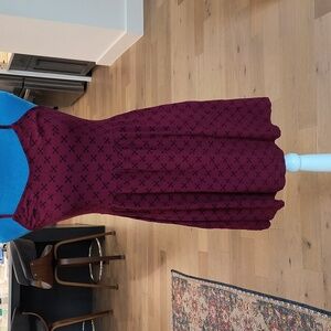 Divided Burgundy And Black Spaghetti Strap Sundress Casual